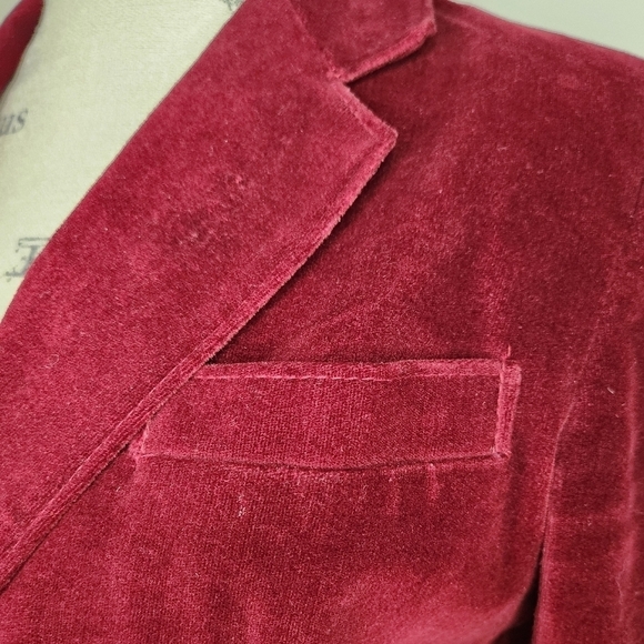 80s Burgundy Velvet Blazer Jacket - Picture 7 of 13